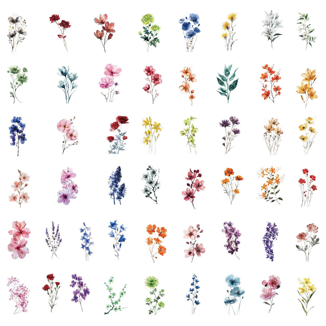 Lunira - Floral Ink-Wash 50-Piece Sticker Pack