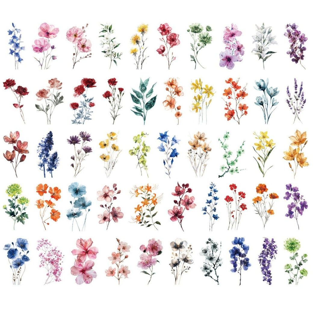 Lunira - Floral Ink-Wash 50-Piece Sticker Pack