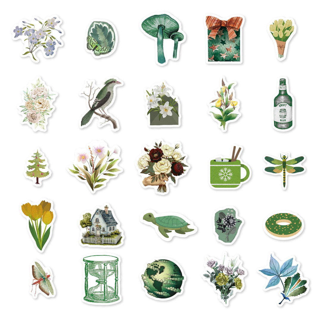 Lunira - Green Vintage 50-Piece Sticker Pack