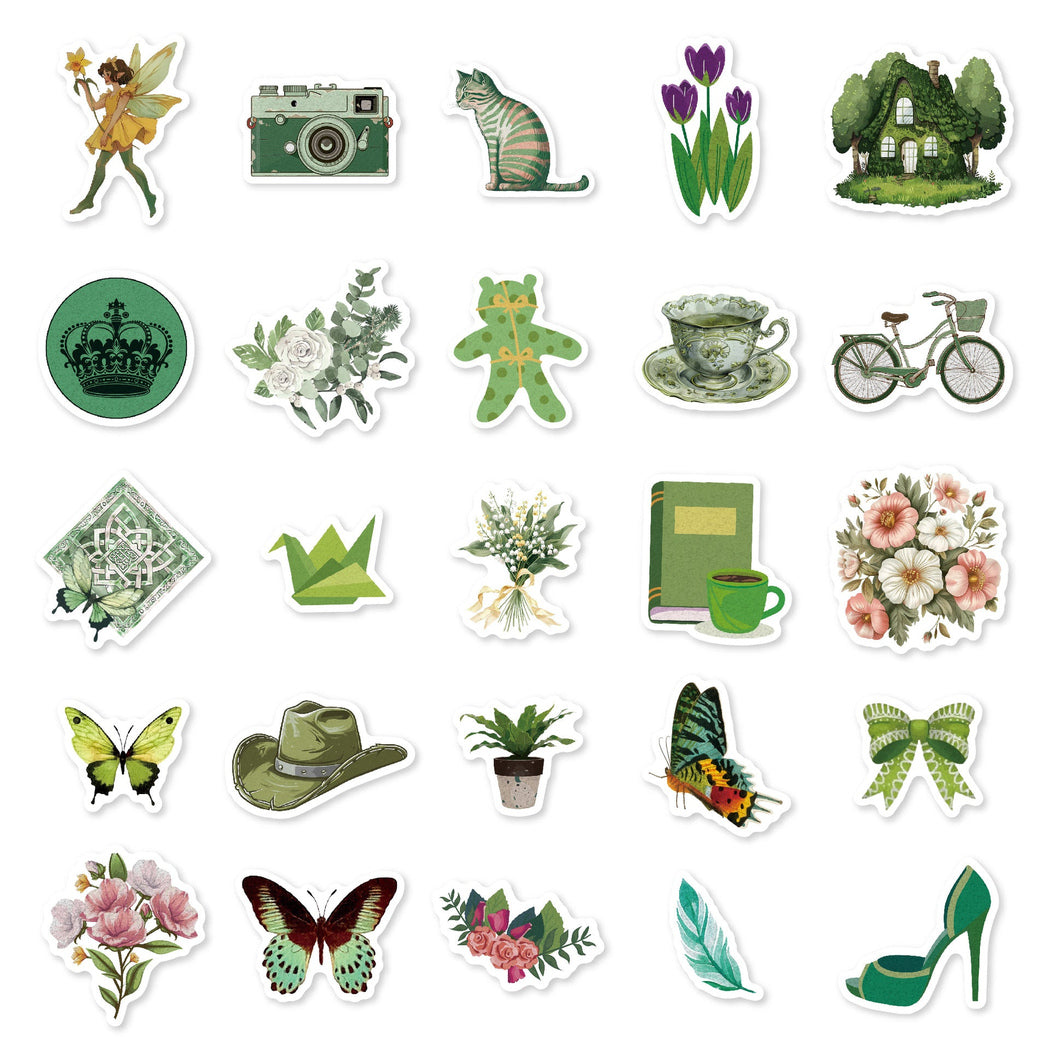 Lunira - Green Vintage 50-Piece Sticker Pack