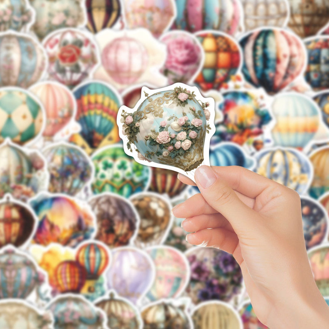 Lunira - Hot Air Balloon Floral 52-Piece Sticker Pack