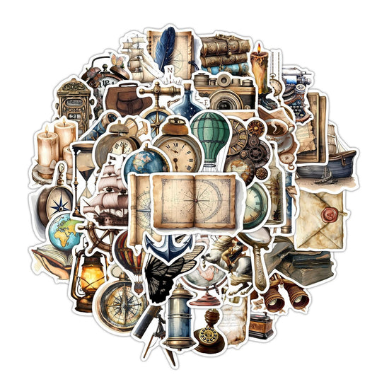 Lunira - Nautical Vintage 50-Piece Sticker Pack