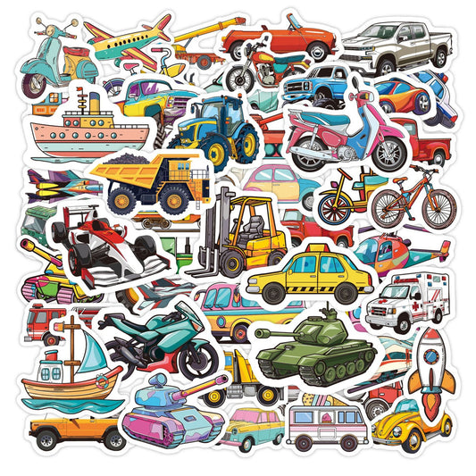 Lunira - Construction Vehicle Cartoon 50-Piece Sticker Pack
