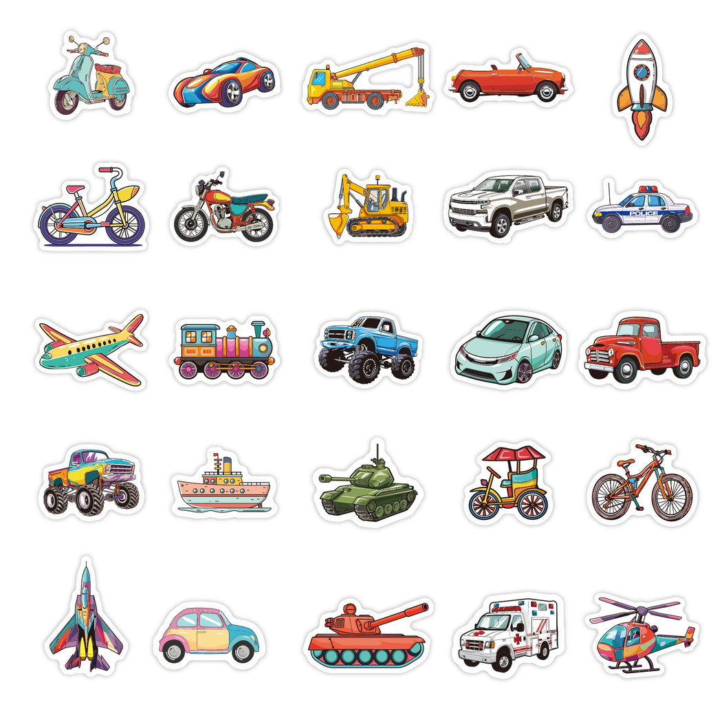 Lunira - Construction Vehicle Cartoon 50-Piece Sticker Pack