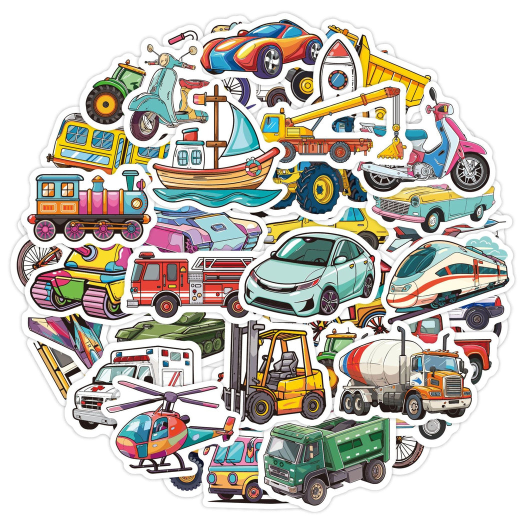 Lunira - Construction Vehicle Cartoon 50-Piece Sticker Pack