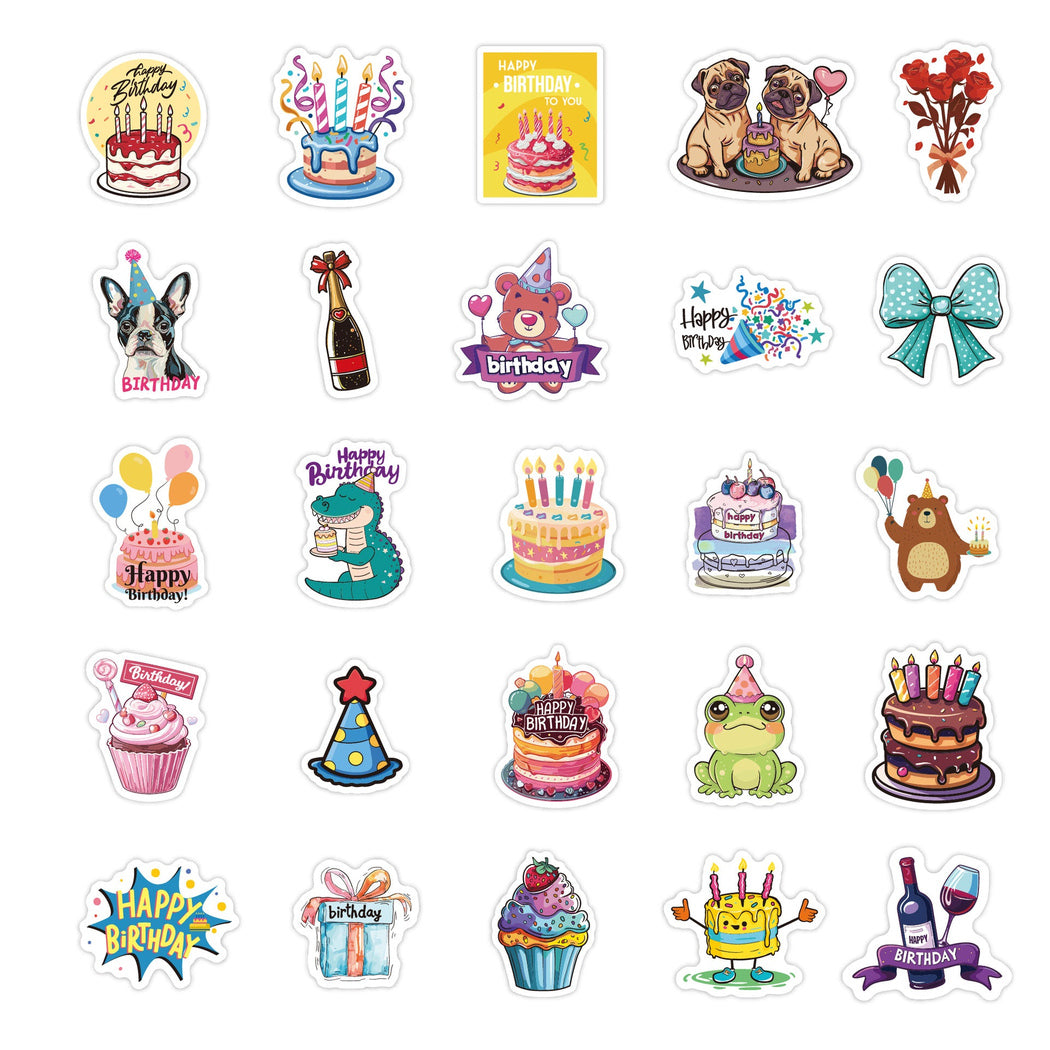 Lunira - Birthday Cartoon 50-Piece Sticker Pack