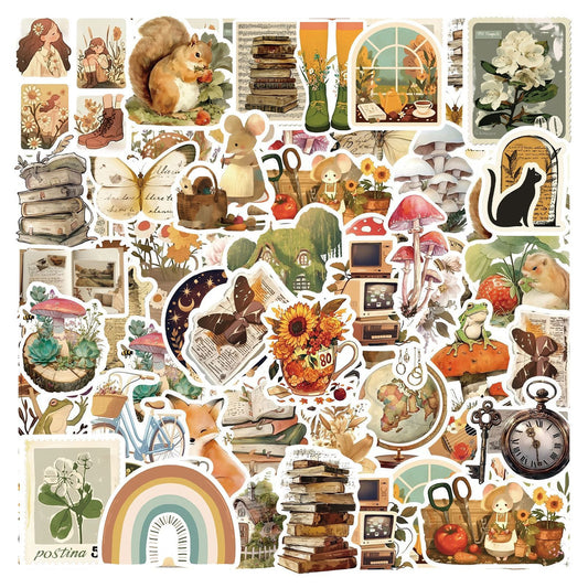 Lunira - Animal Cartoon Vintage 50-Piece Sticker Pack