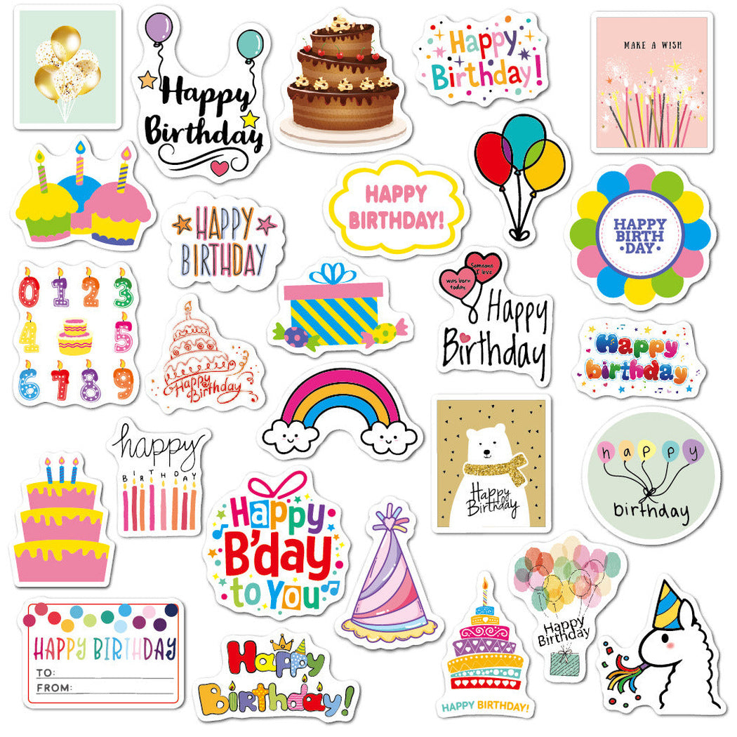 Lunira - Birthday Cartoon 27-Piece Sticker Pack