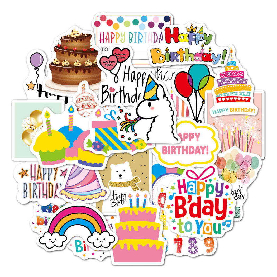 Lunira - Birthday Cartoon 27-Piece Sticker Pack