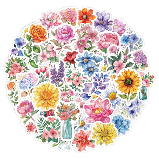 Lunira - Floral Watercolor 50-Piece Sticker Pack