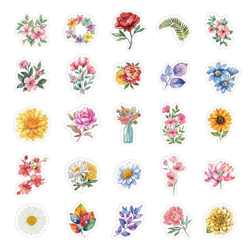 Lunira - Floral Watercolor 50-Piece Sticker Pack