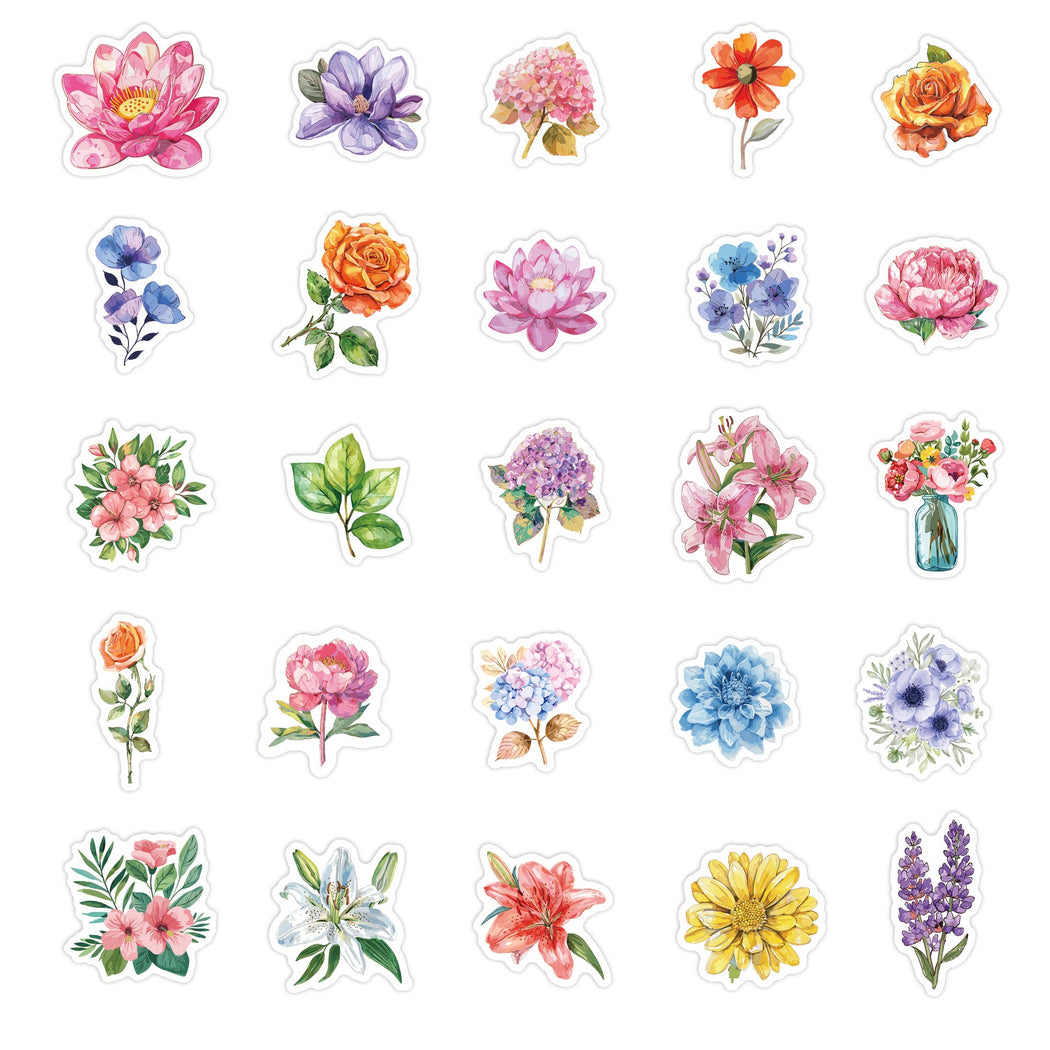 Lunira - Floral Watercolor 50-Piece Sticker Pack
