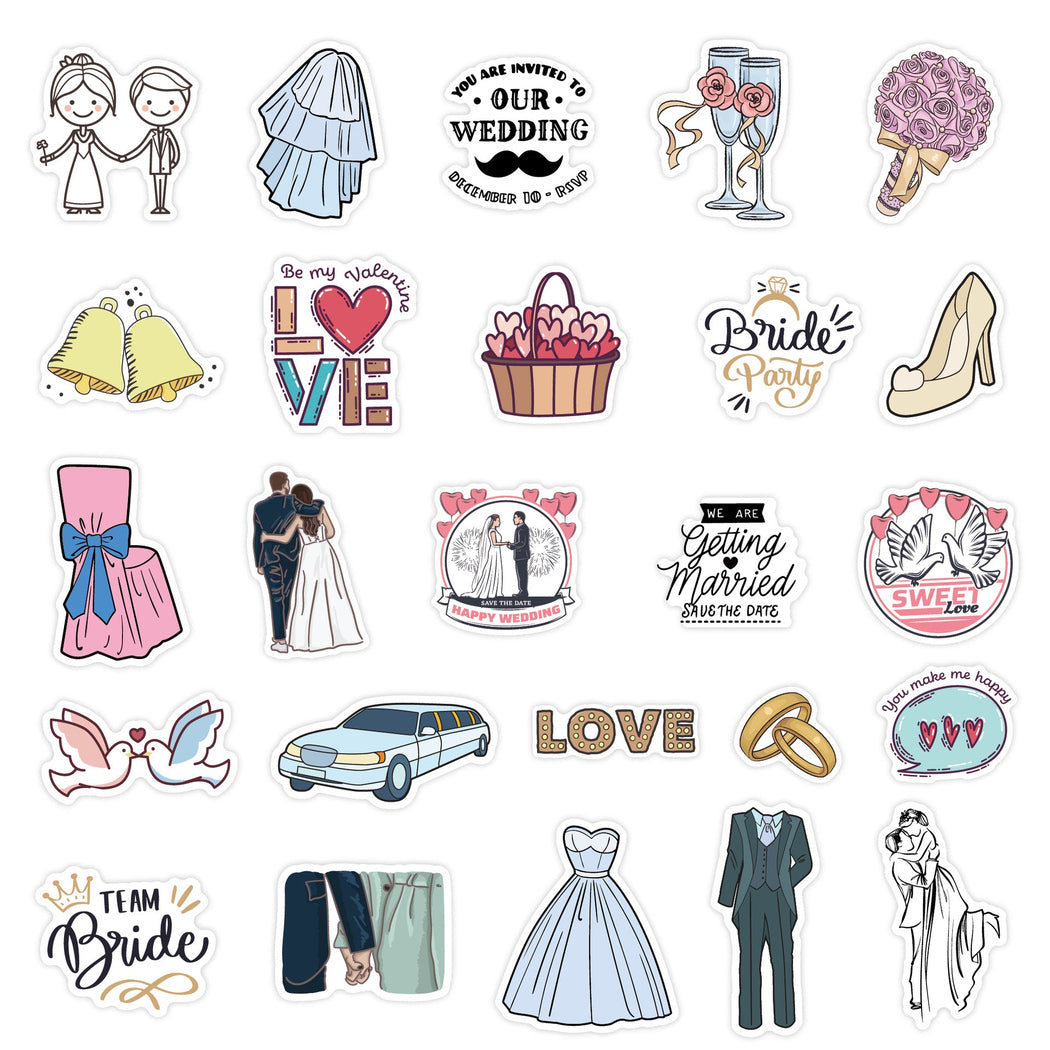 Lunira - Wedding Cartoon 50-Piece Sticker Pack