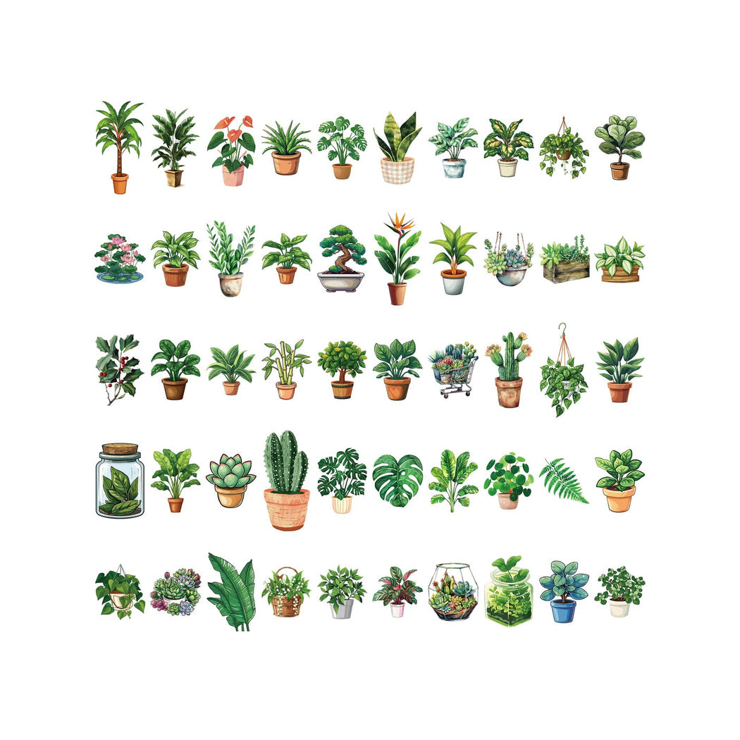 Lunira - Cute Botanical Printed Adhesive Stickers Pack