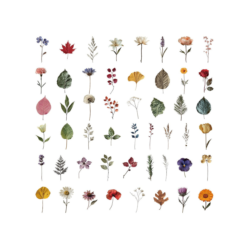 Lunira - Retro Plant and Flower Decoration Stickers Pack