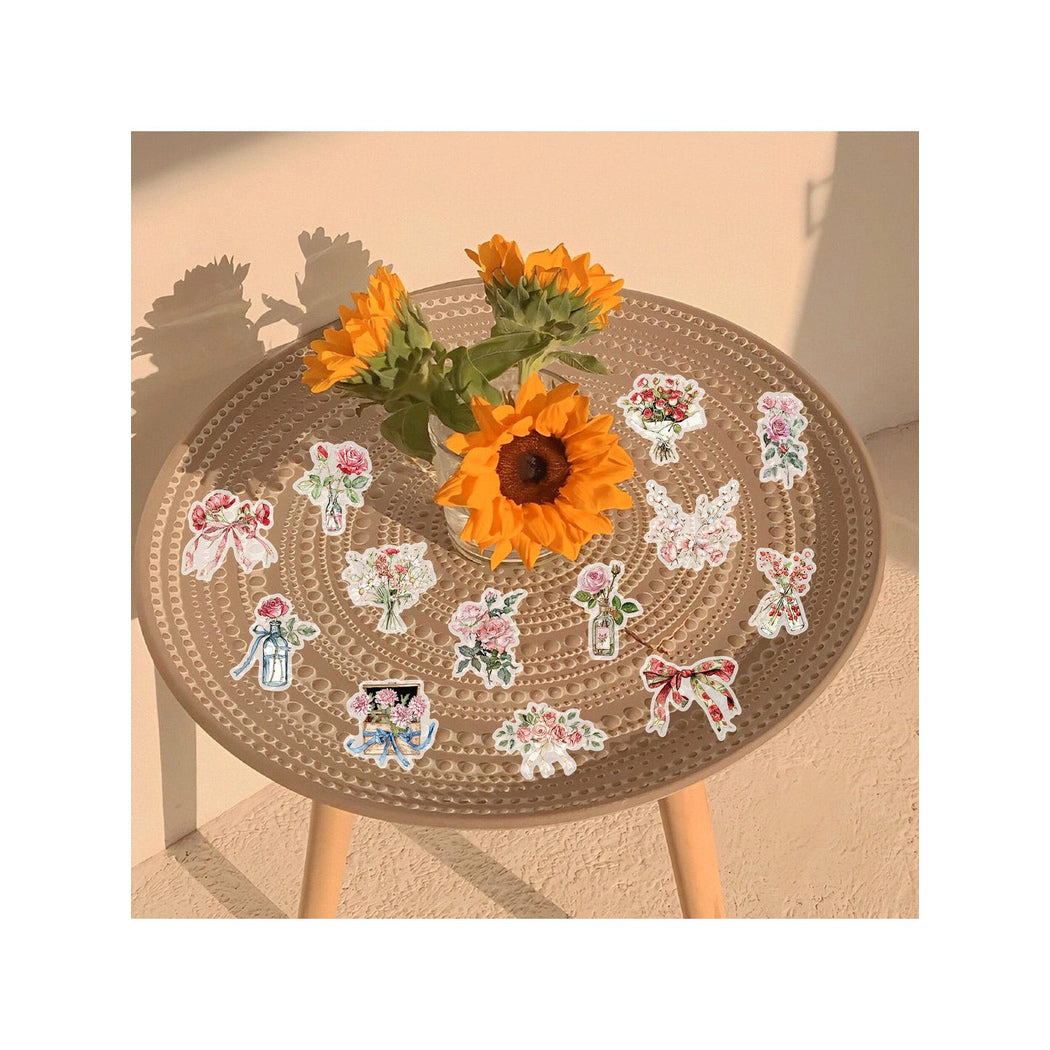 Lunira - 50 Piece Flower and Letter PET Stickers pack