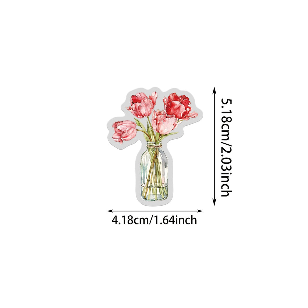 Lunira - 50 Piece Flower and Letter PET Stickers pack