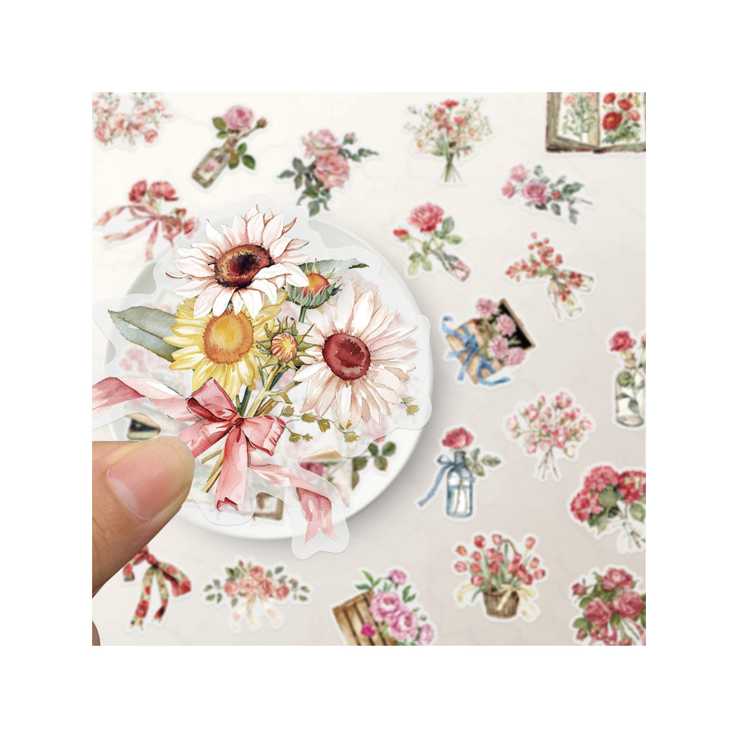 Lunira - 50 Piece Flower and Letter PET Stickers pack