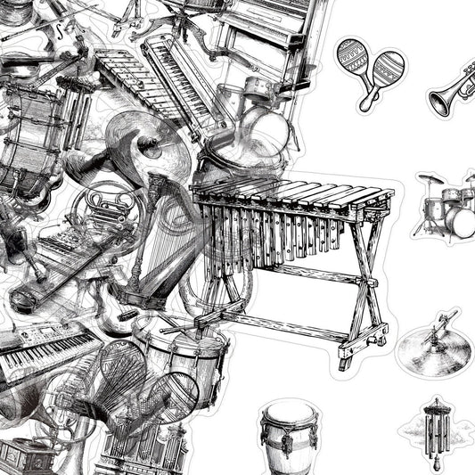 Lunira - Monochrome Music Instrument Sticker Pack