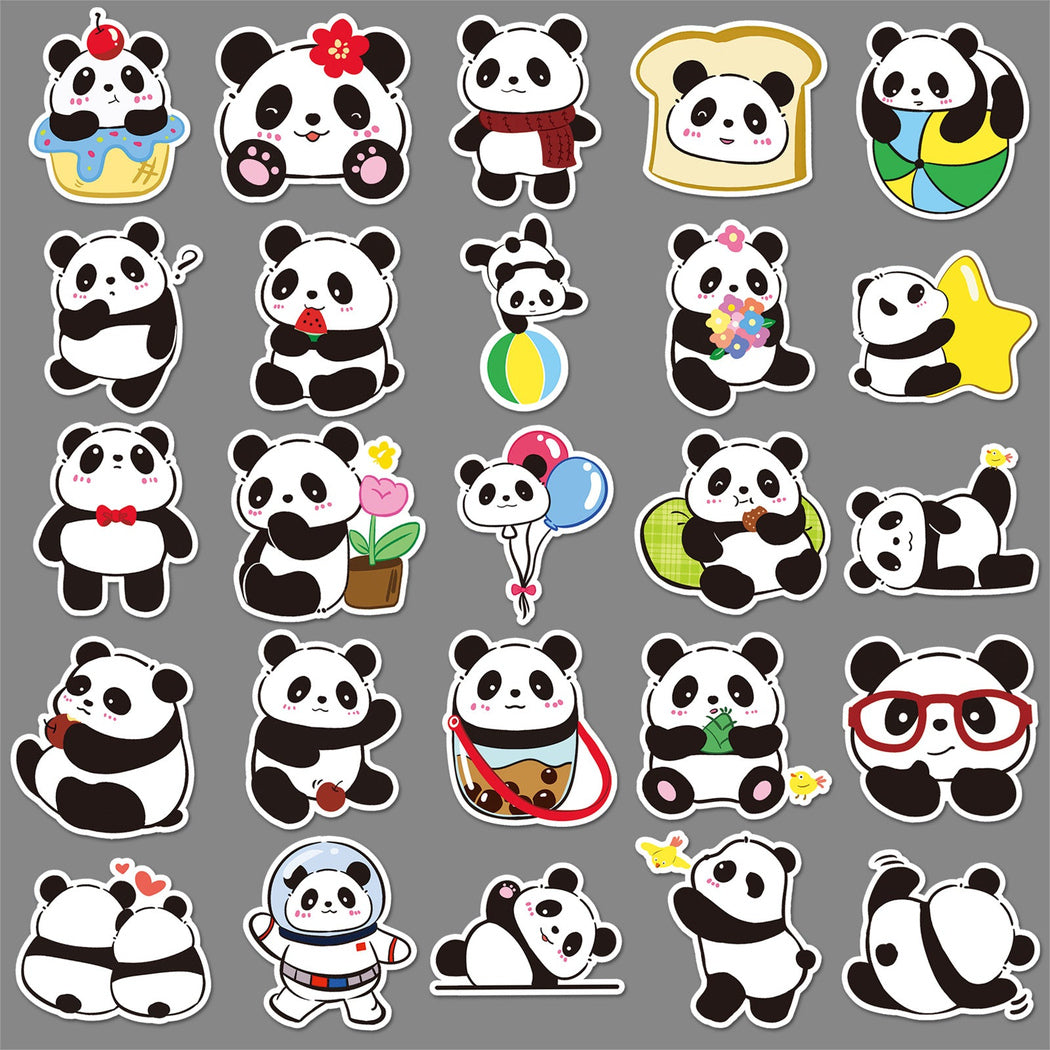 Lunira - Panda Cartoon 50-Piece Sticker Pack