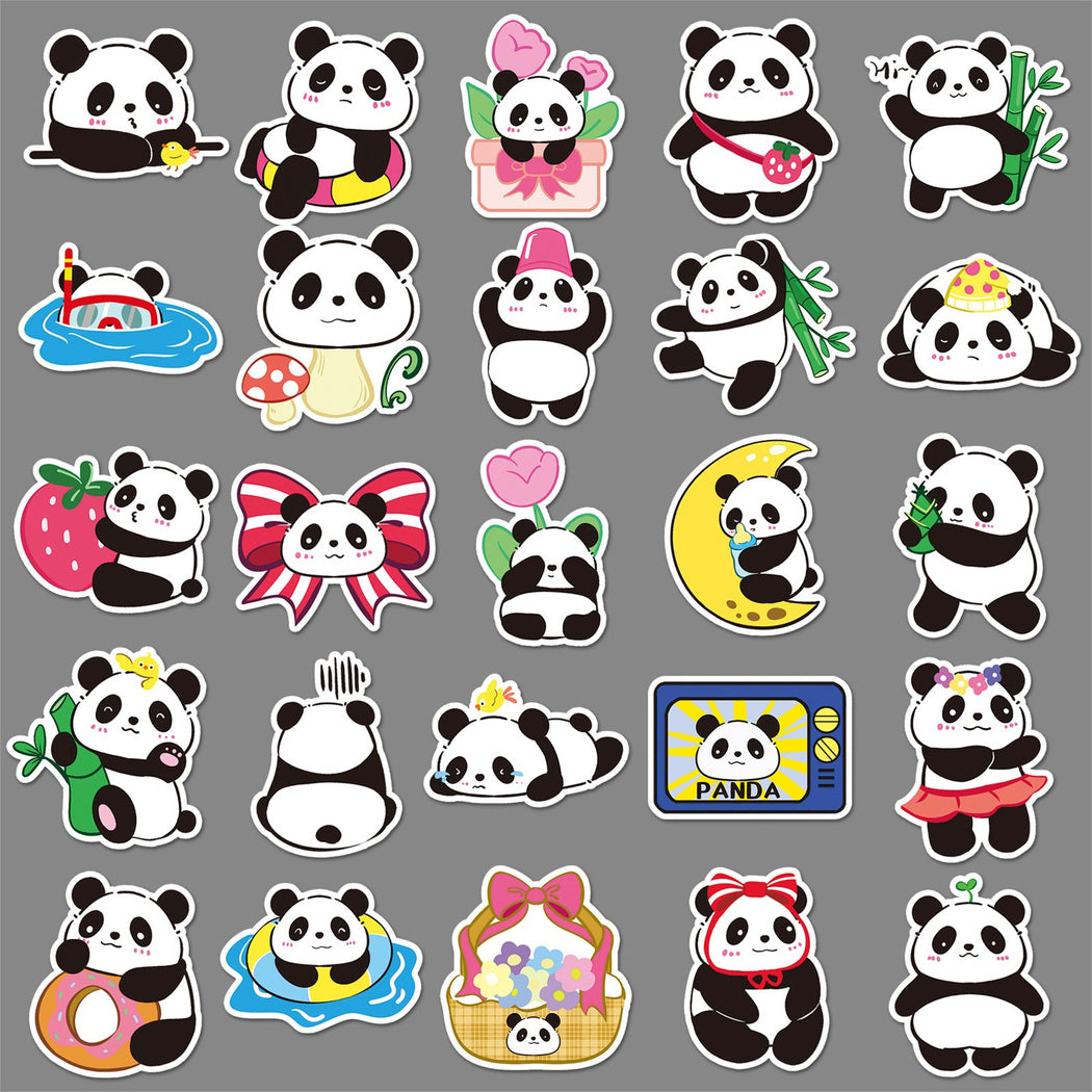Lunira - Panda Cartoon 50-Piece Sticker Pack