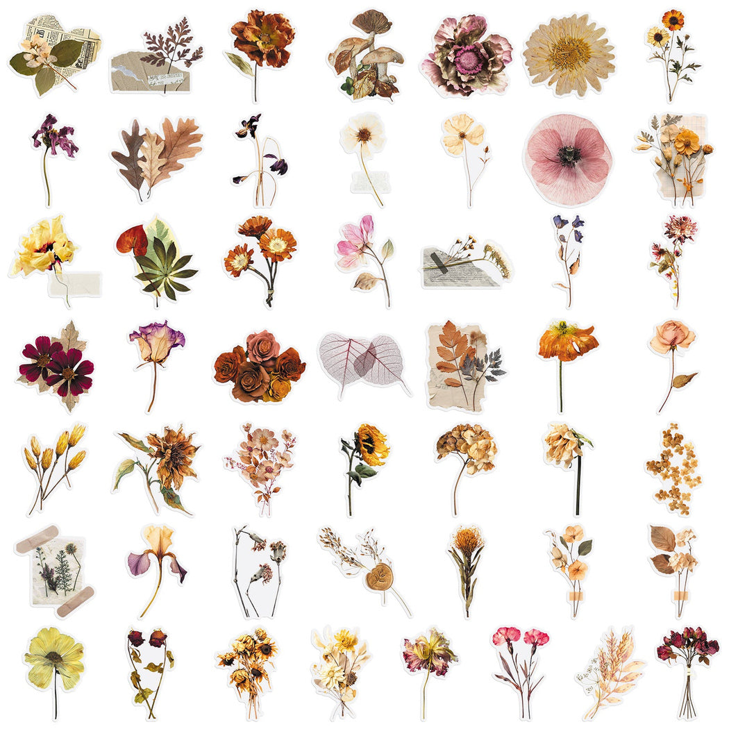 Lunira - Dried Floral Vintage 50-Piece Sticker Pack