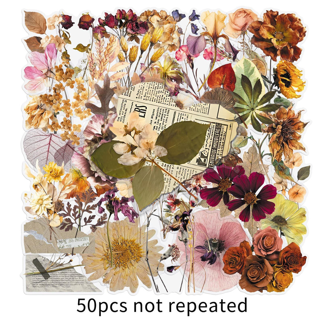 Lunira - Dried Floral Vintage 50-Piece Sticker Pack